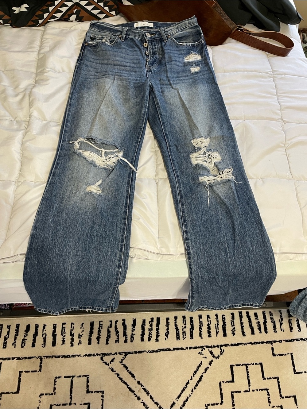 KanCan Faded Blue Button-Fly Denim Jeans